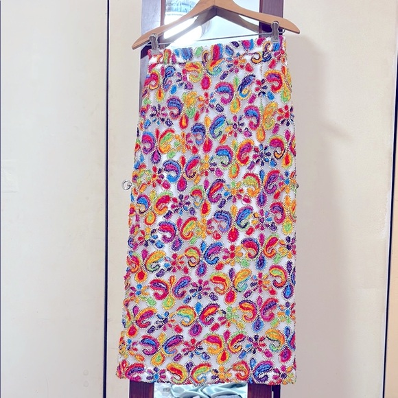 Krysta Vibrant Multi Colored Paisley Hand, embroidered...